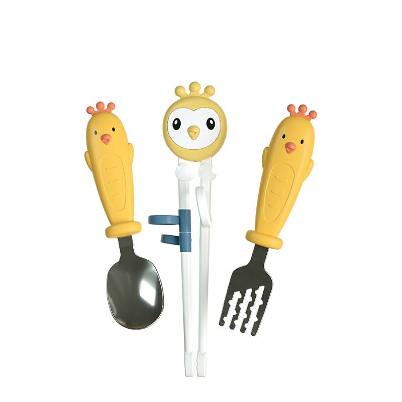 Children's cartoon learning chopsticks, baby eating, training chopsticks, baby fork spoon tableware auxiliary correction chopsticks set