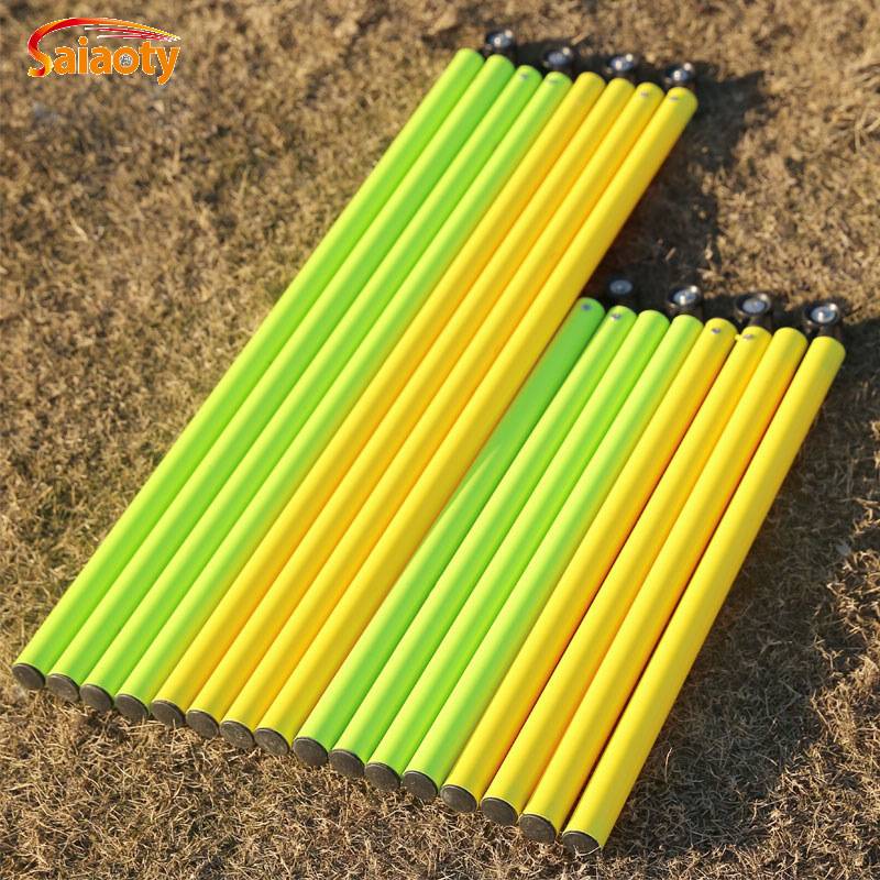 Soccer Auxiliary training poles for children in basketball, red and white sports around the corc and snakes