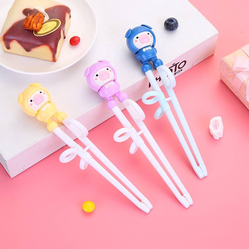 Baby home training chopsticks Children eat chopsticks, cartoon auxiliary first -order chopsticks stainless steel practice chopsticks
