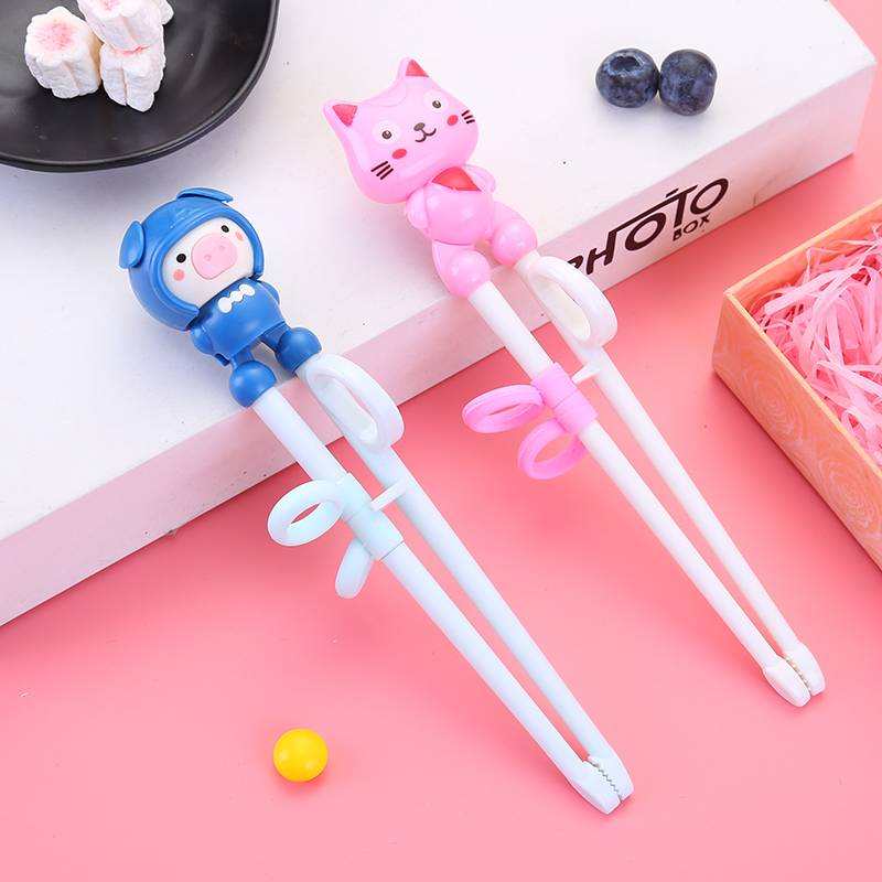 Baby home training chopsticks Children eat chopsticks, cartoon auxiliary first -order chopsticks stainless steel practice chopsticks