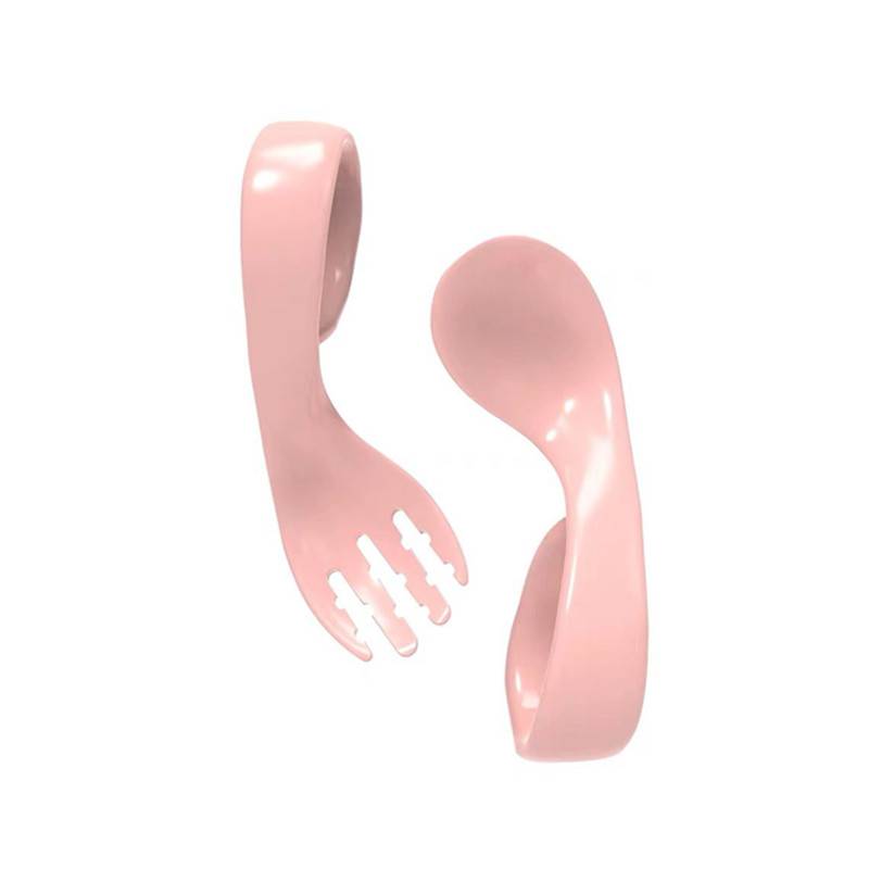Eat training spoon supplementary food tool 1 One year old elbow fork spoon baby tableware learning portable household auxiliary