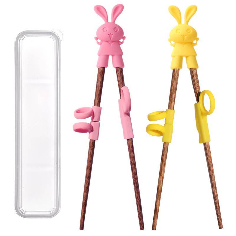 Solid-dedicated solid wood learning chopsticks corretor chopsticks auxiliary training chopsticks ring set 5-6-9 years old