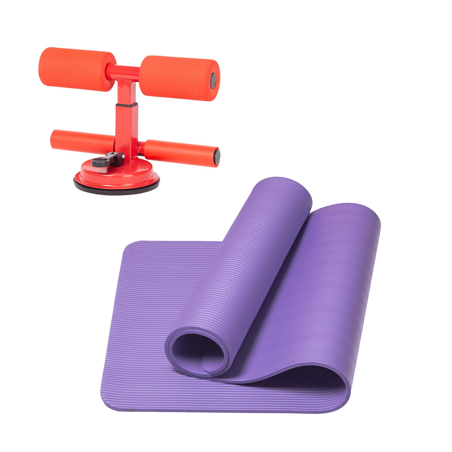 Red double bar round belly roller+yoga mat