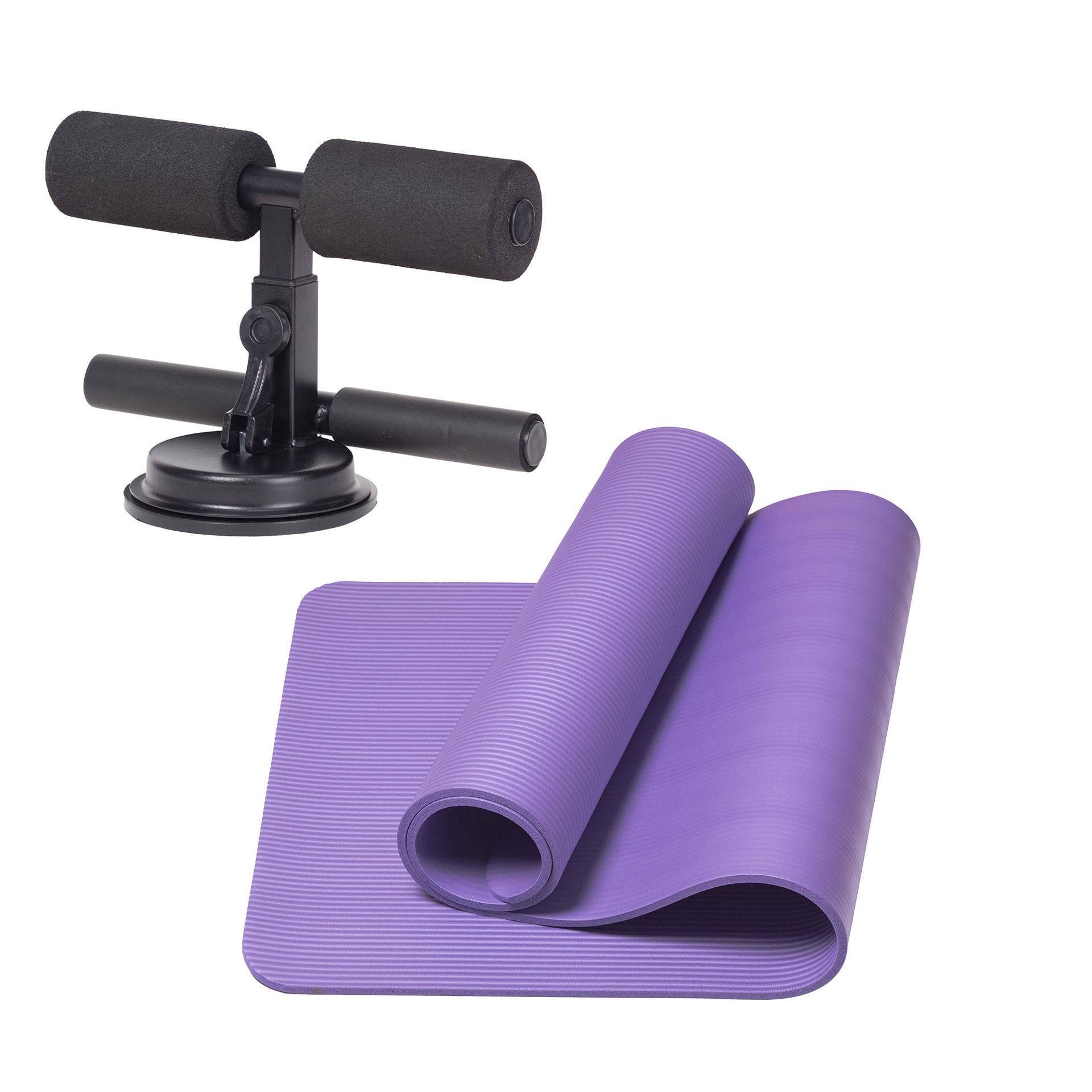 Black double bar round belly roller+yoga mat