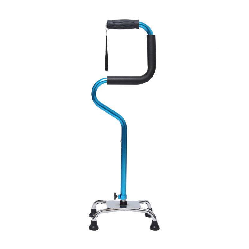 The old man's four -legged cane cane auxiliary walks and gets up with the hemiplegia rehabilitation training equipment cerebral infarction station standing