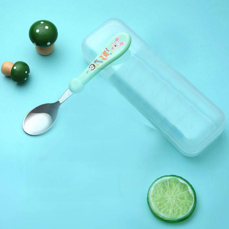 Spoon+transparent box green -c19
