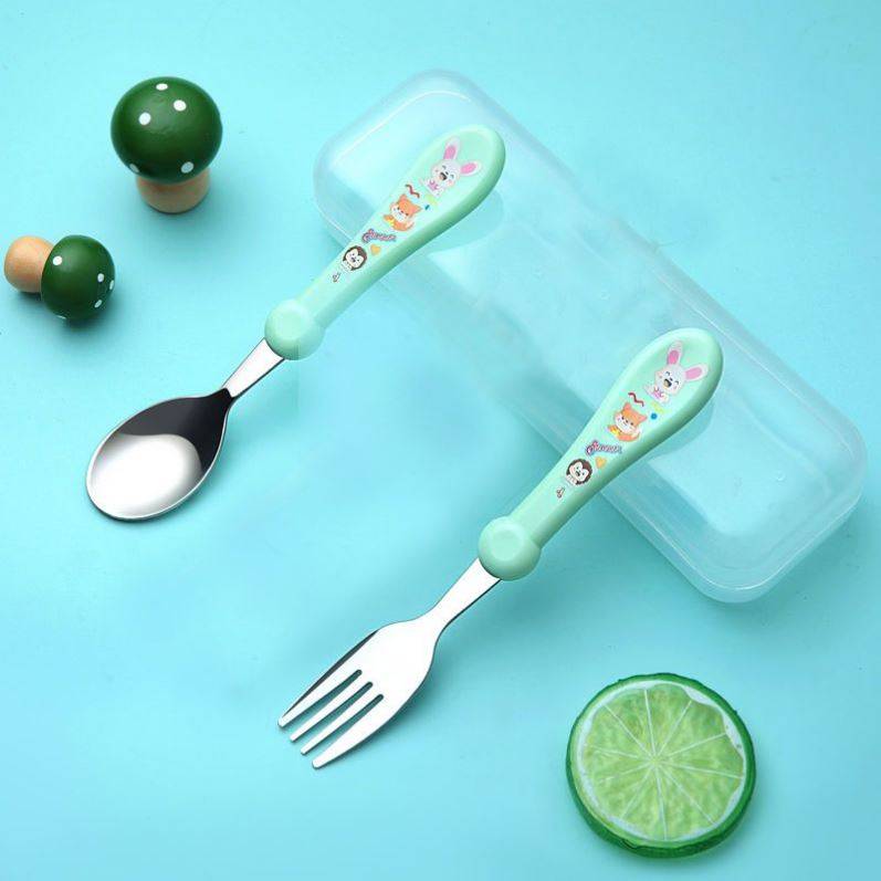 Spoon+fork+transparent box green -g58
