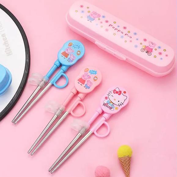 304 Stainless Steel Children Chopsticks Learn to train chopsticks Baby correction auxiliary chopsticks Children practice chopsticks tableware set