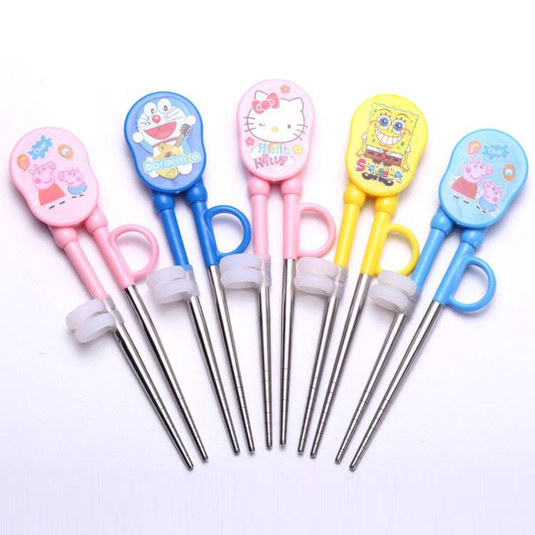 304 Stainless Steel Children Chopsticks Learn to train chopsticks Baby correction auxiliary chopsticks Children practice chopsticks tableware set