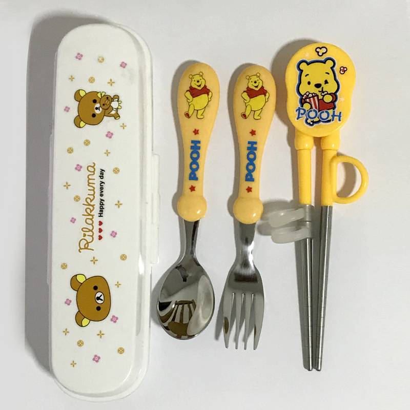 Chopsticks+spoon+fork+box: Pooh
