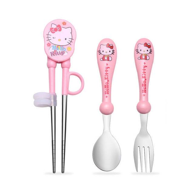 Chopsticks+spoon+fork: kitty