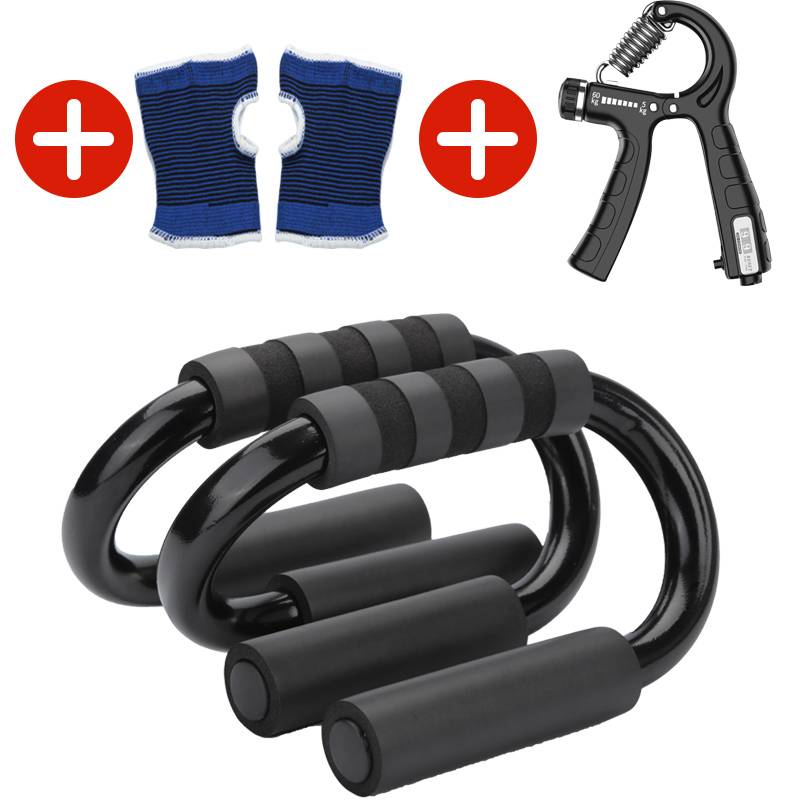 Gray push -up bracket classic+counting grip power+guard glove