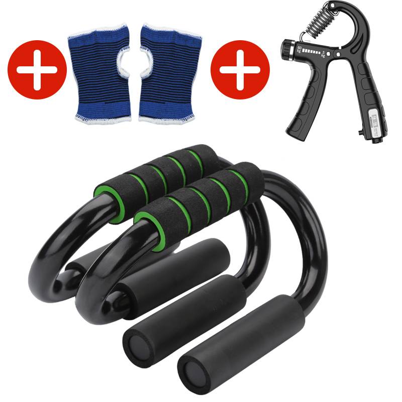 Green push -up bracket classic+counting grip force+guard glove
