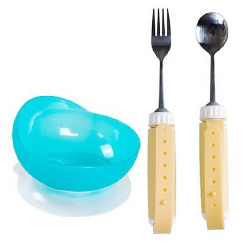 Yellow fork spoon bowl
