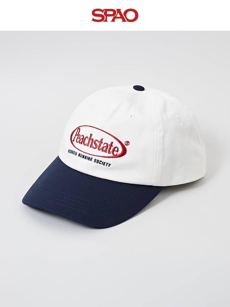SPAO Korean Summer 2024 Summer Men and Women, the same fashion retro embroidery baseball hat Space24A51