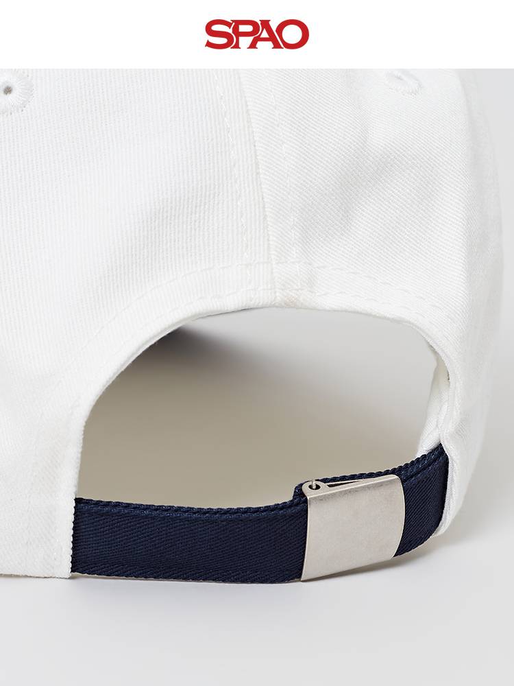 SPAO Korean Summer 2024 Summer Men and Women, the same fashion retro embroidery baseball hat Space24A51