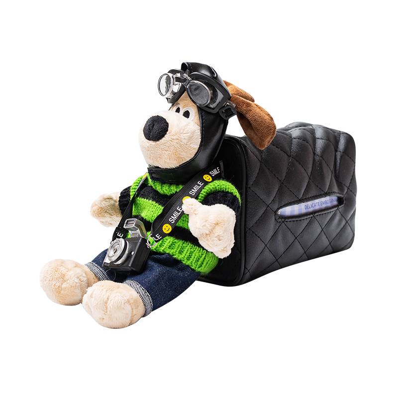 Coupled dog car cartoon car paper towel pumping paper boxes inner supplies hanging buckle sunscreen board armrest seat