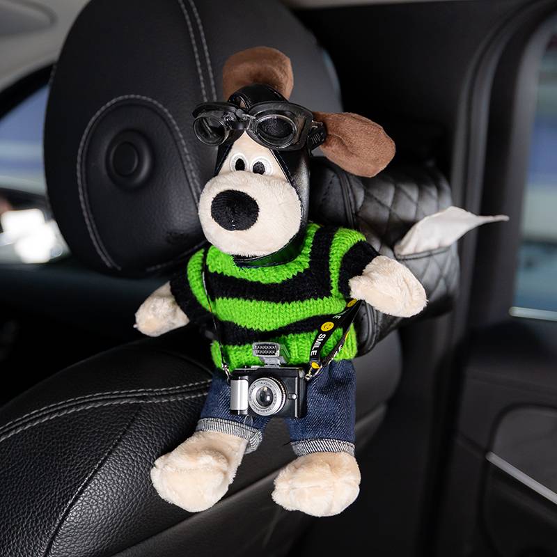 Green striped sweater pilot hat [paper towel box]