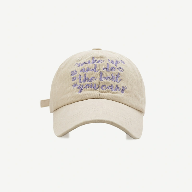 Round -faced baseball cap Female English letter embroidered peak hat Men's summer couple sun hat big head show face small street