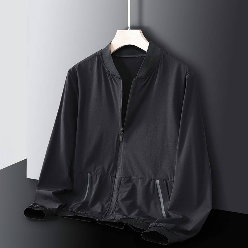 Ice silk sunscreen men's summer air -breathable anti -ultraviolet business stand -up collar outdoor sunscreen clothing thin baseball collar