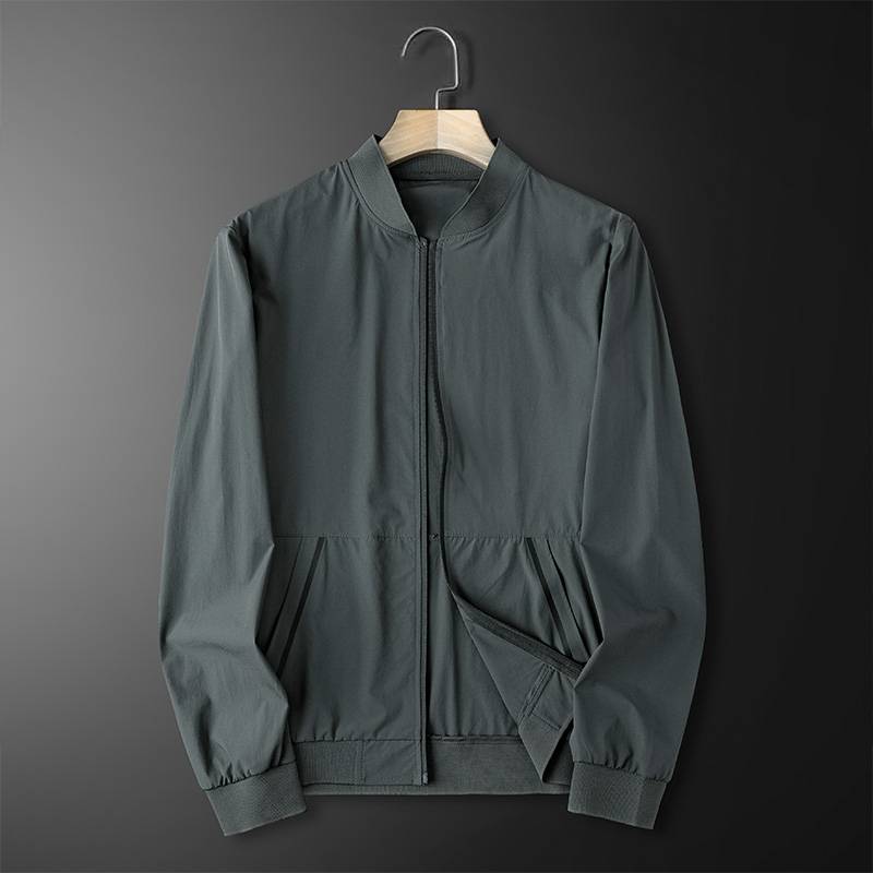 Ice silk sunscreen men's summer air -breathable anti -ultraviolet business stand -up collar outdoor sunscreen clothing thin baseball collar