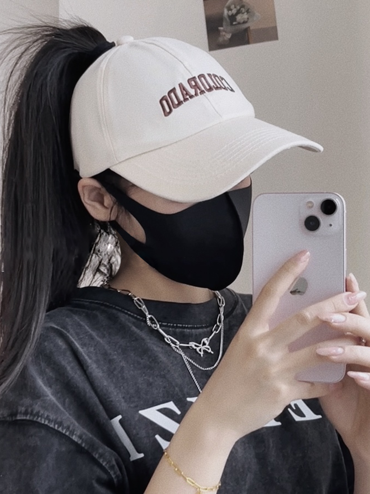 Japanese purchasing summer can tie the ponytail outdoor sunny baseball hat female sunscreen ceiling hat versatile duck tongue hat