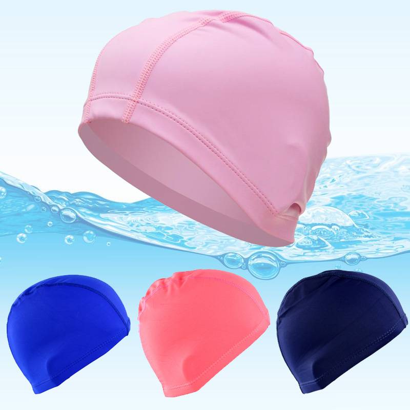 Cosmetic solid color printing swimming hat comfortable Buller head swimming hat adult men and children, long -haired shark skin