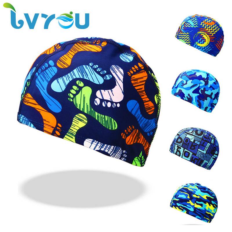 Cosmetic solid color printing swimming hat comfortable Buller head swimming hat adult men and children, long -haired shark skin