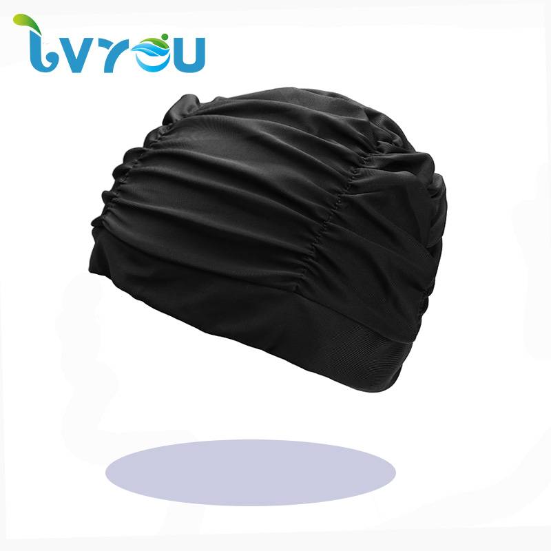 Black pleated cloth hat (for long hair)