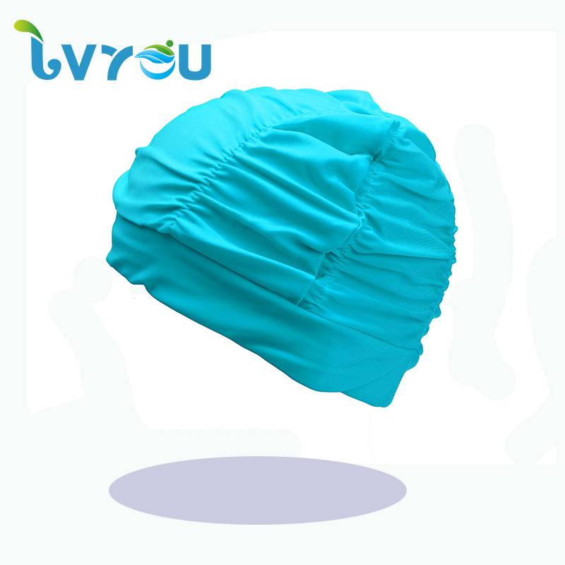 Lake blue pleated cloth hat (long hair)