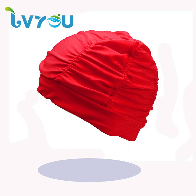 Red pleated cloth hat (for long hair)