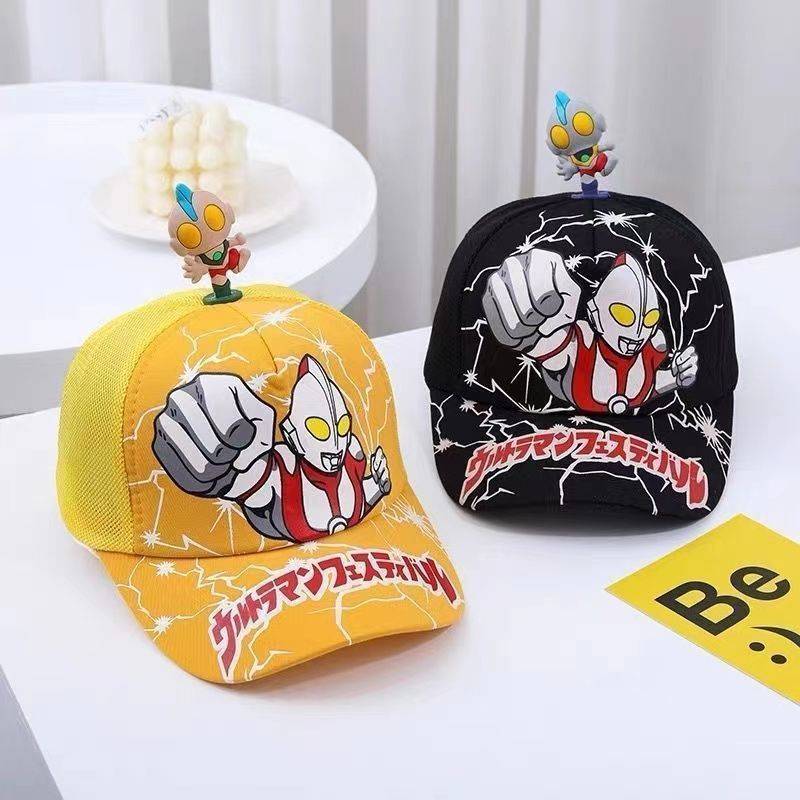 Children Ultraman Baseball Hat Children in Summer Cartoon Animation Duck Tongue Hat Boys Japanese Sunscreen Slip Hat