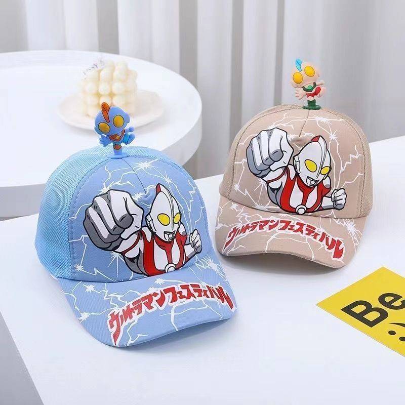 Children Ultraman Baseball Hat Children in Summer Cartoon Animation Duck Tongue Hat Boys Japanese Sunscreen Slip Hat