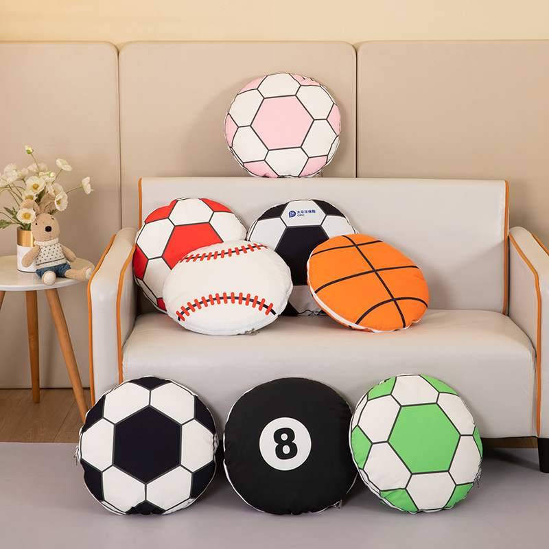 Creative football pillow quilt to draw a logo winter basketball baseball round plush cushion cushion