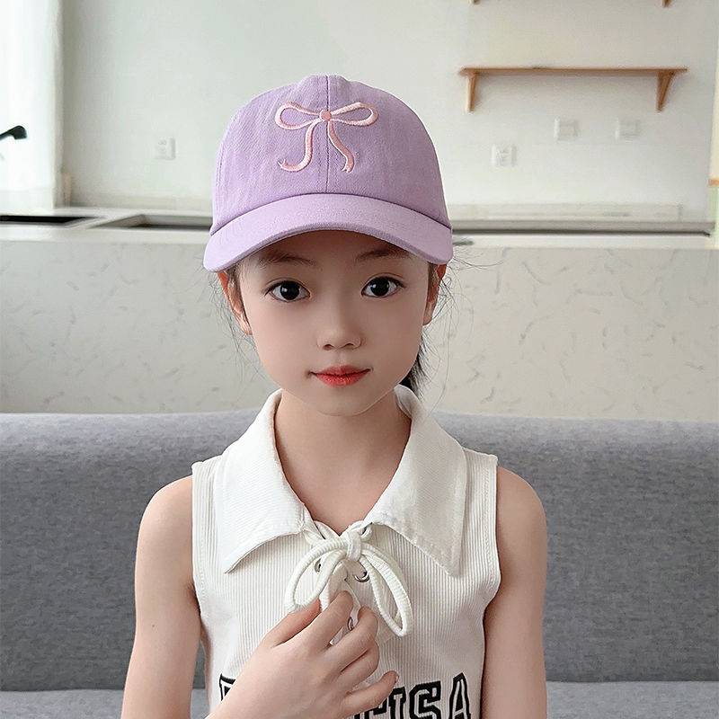 Girl hat, summer thin sunscreen top hat baby can ponytail peaked hat, children's baseball cap