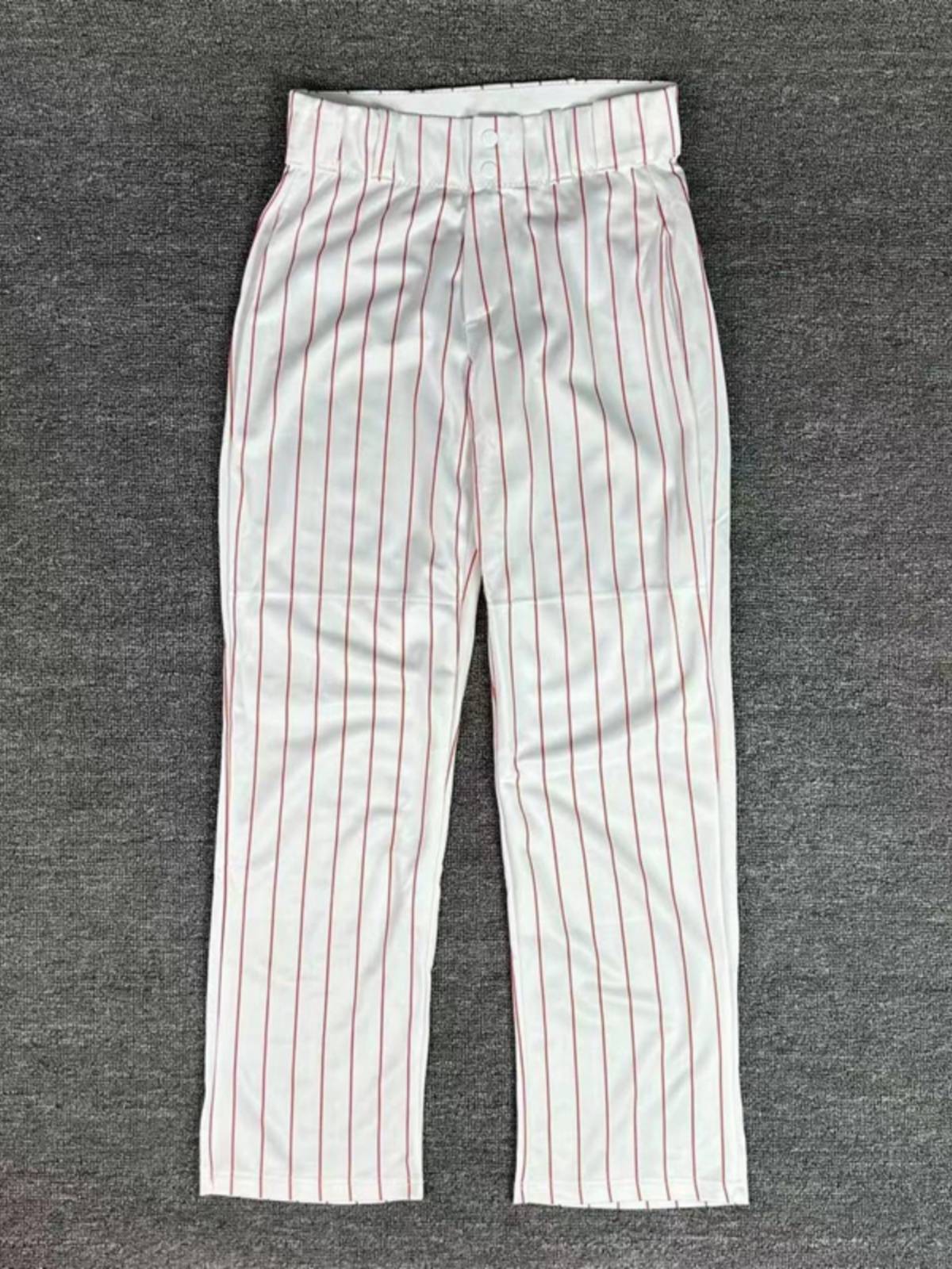 American professional baseball pants straight non -slip and strong supplement motion, very pants white gray black striped adult children