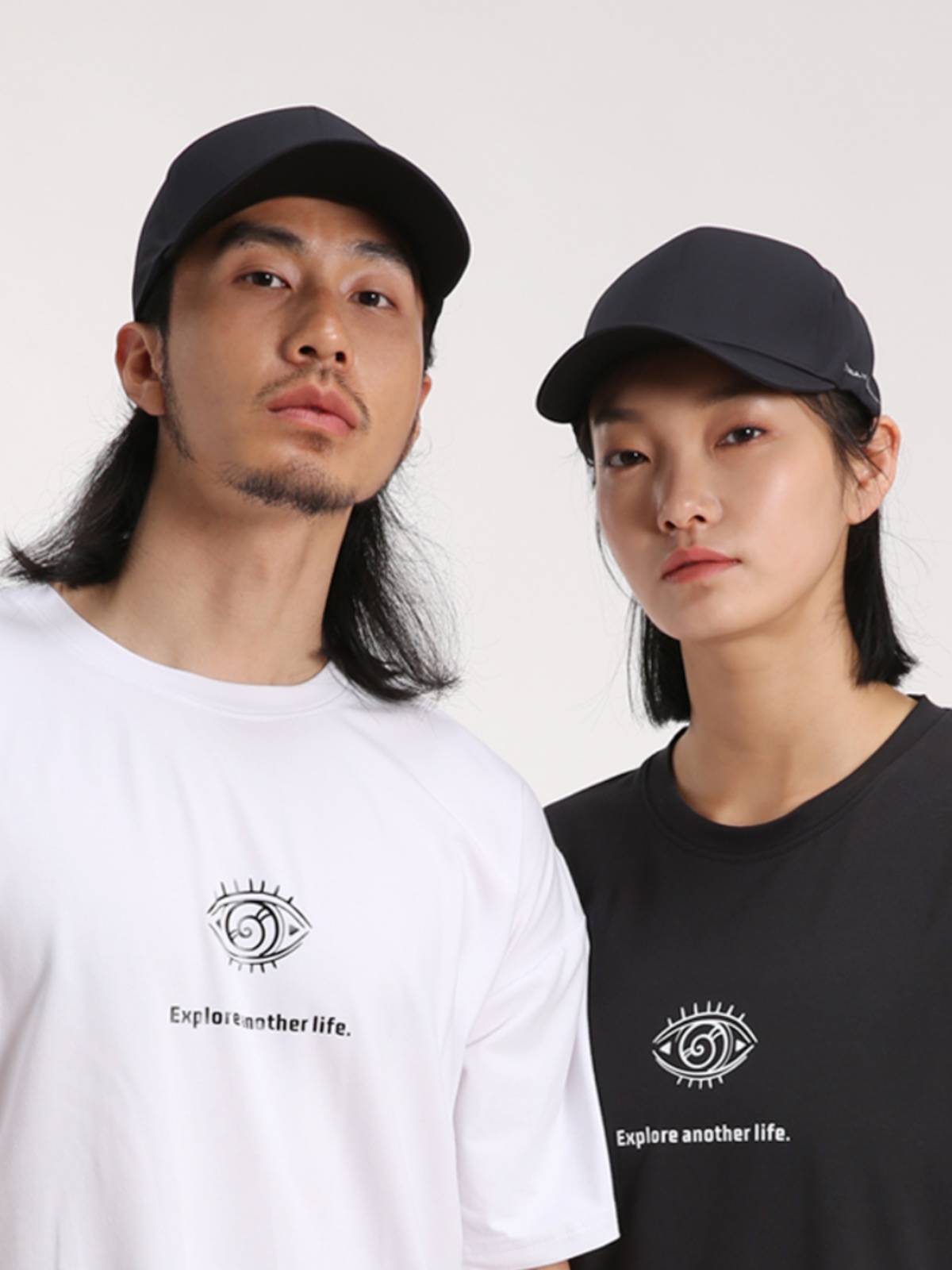 Black baseball cap couple, duck tongue hats, water-resistant high-quality, non-suture-pressure, sunscreen caps