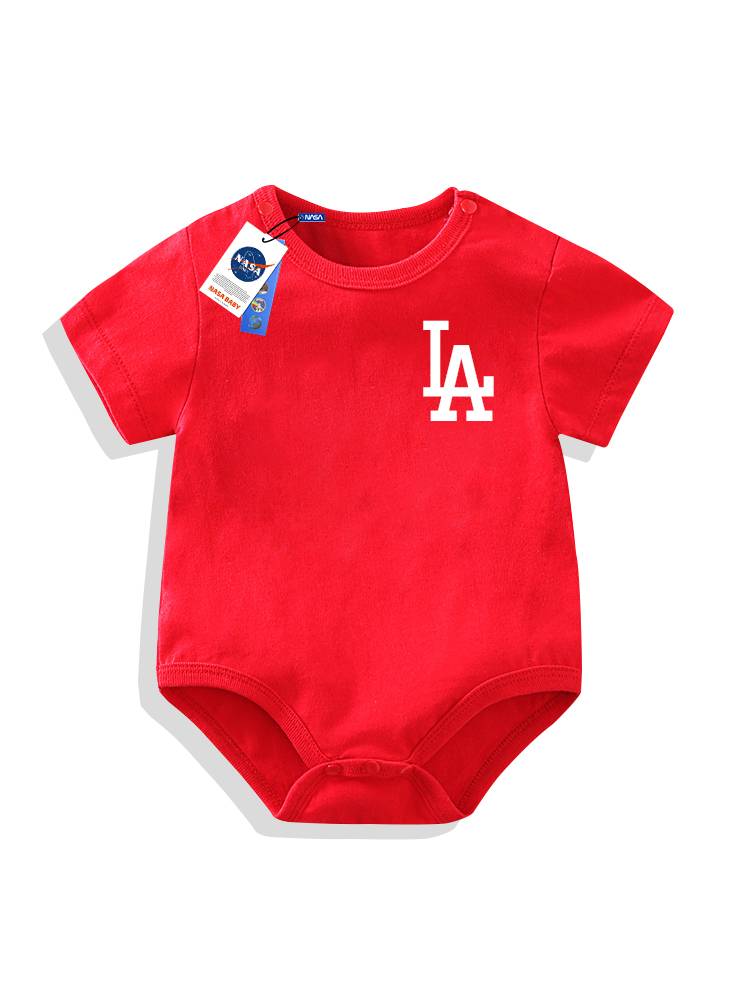 NASA summer new baby LA pure cotton conjoined baseball climbing clothes fart American tide brand triangle thin
