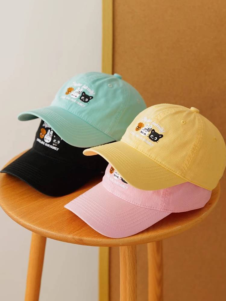 Baseball 2024 new Korean INS cute cartoon embroidery big head circumference, face face, small couple peak hat men and women