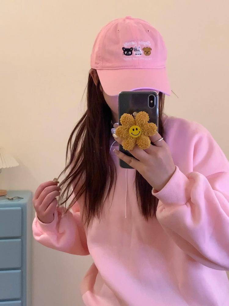 Baseball 2024 new Korean INS cute cartoon embroidery big head circumference, face face, small couple peak hat men and women