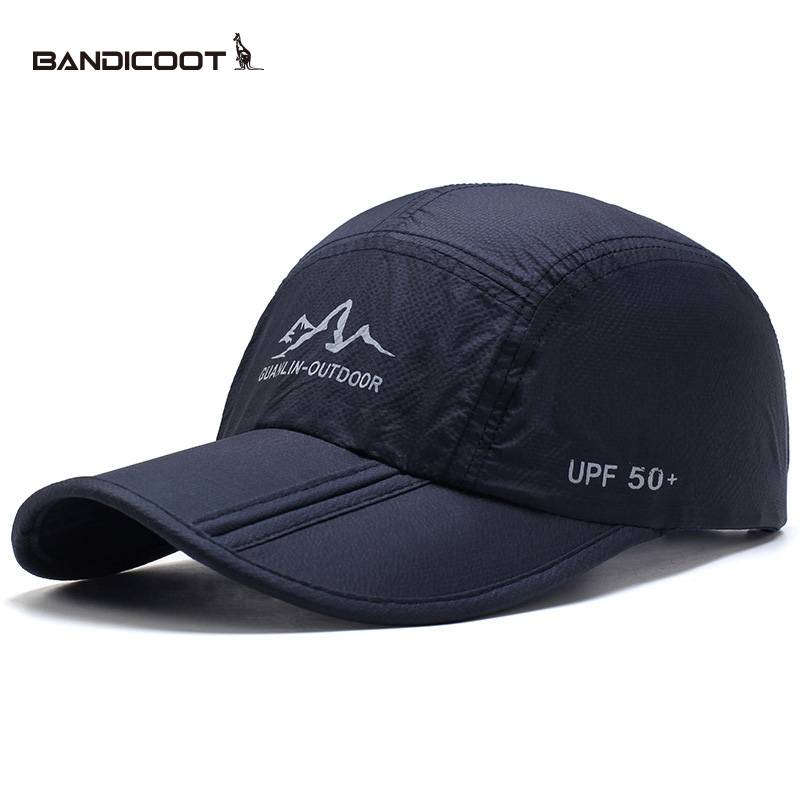 The kangaroo hat man, the summer-and-dry-breath-dry man, and the sun-free duck-cap-shielding baseball cap can fold