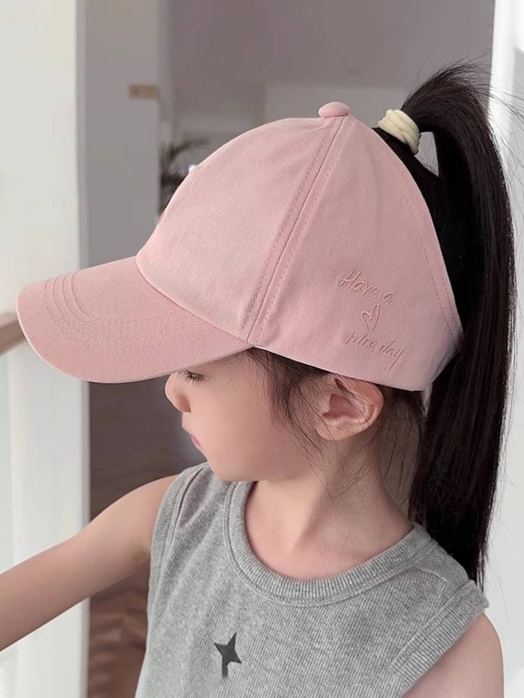 Children's hat baseball girl can taboos high ponytail sun hat summer sunscreen empty top peaked hat female treasure sun hat