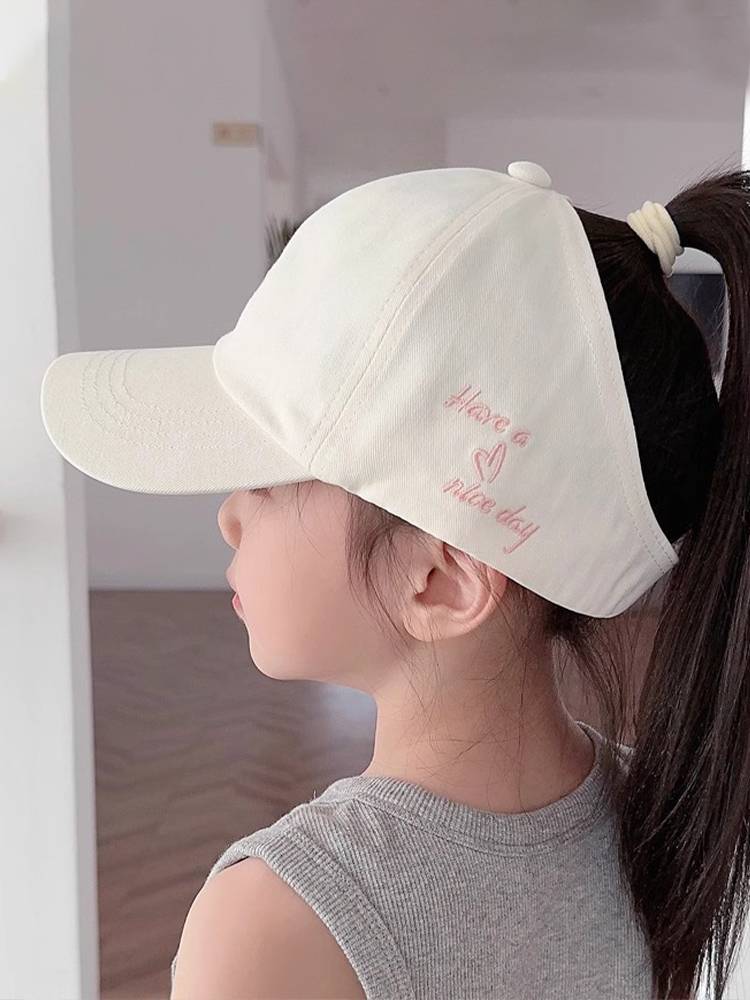 Children's hat baseball girl can taboos high ponytail sun hat summer sunscreen empty top peaked hat female treasure sun hat