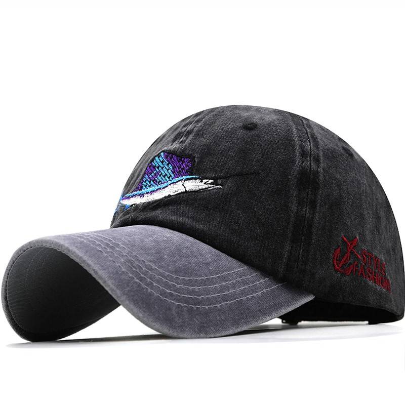 FISH BONE MEN's Baseball Cap Male Fish Embroidered Muslin Hat Outdoor Ding Glog