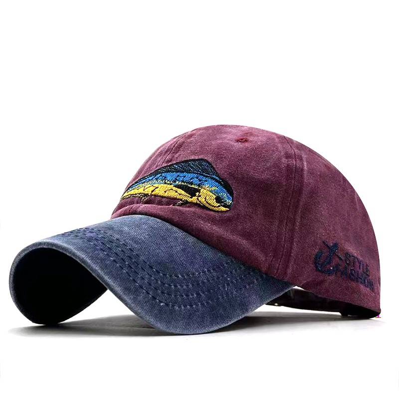 FISH BONE MEN's Baseball Cap Male Fish Embroidered Muslin Hat Outdoor Ding Glog