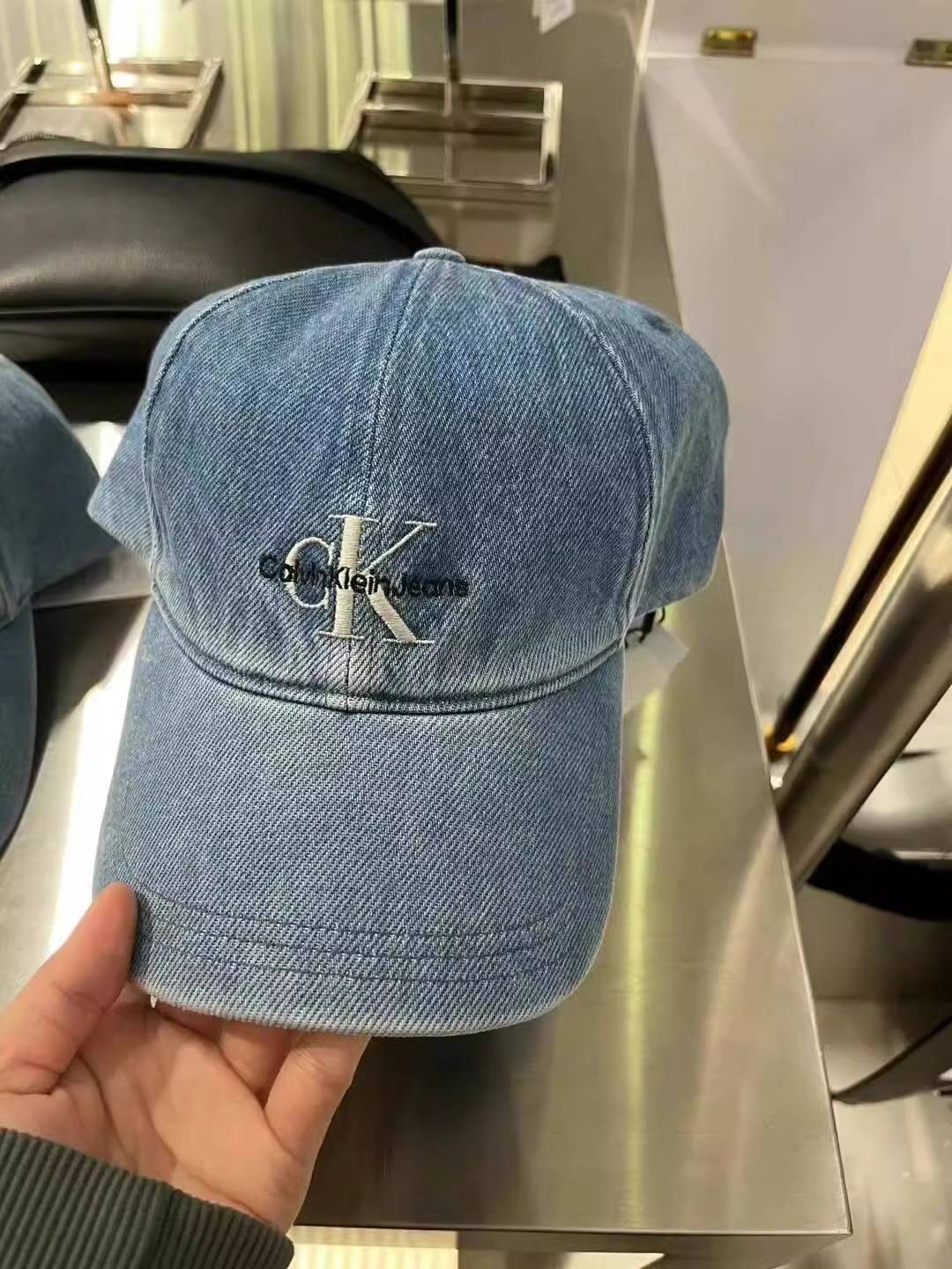 Genuine CK hat Jennle, the same letters, embroidery sunscreen, duck tongue cap couples sports versatile denim baseball cap