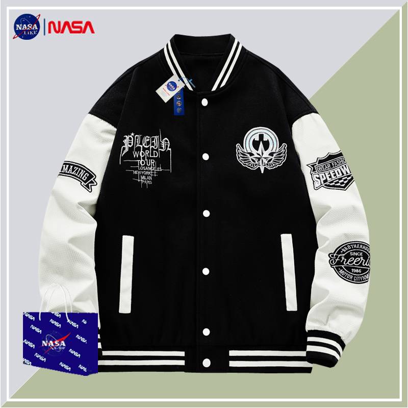 NASA co -branded American baseball uniform men's and women's spring and autumn loose tide brand couple dress embroidered large size jacket jacket