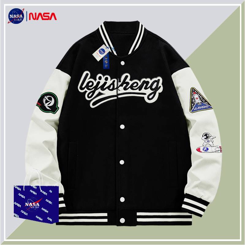 NASA co -branded American baseball uniform men's and women's spring and autumn loose tide brand couple dress embroidered large size jacket jacket