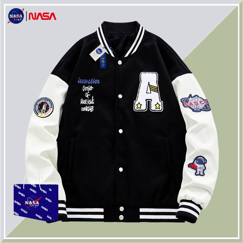 NASA co -branded American baseball uniform men's and women's spring and autumn loose tide brand couple dress embroidered large size jacket jacket