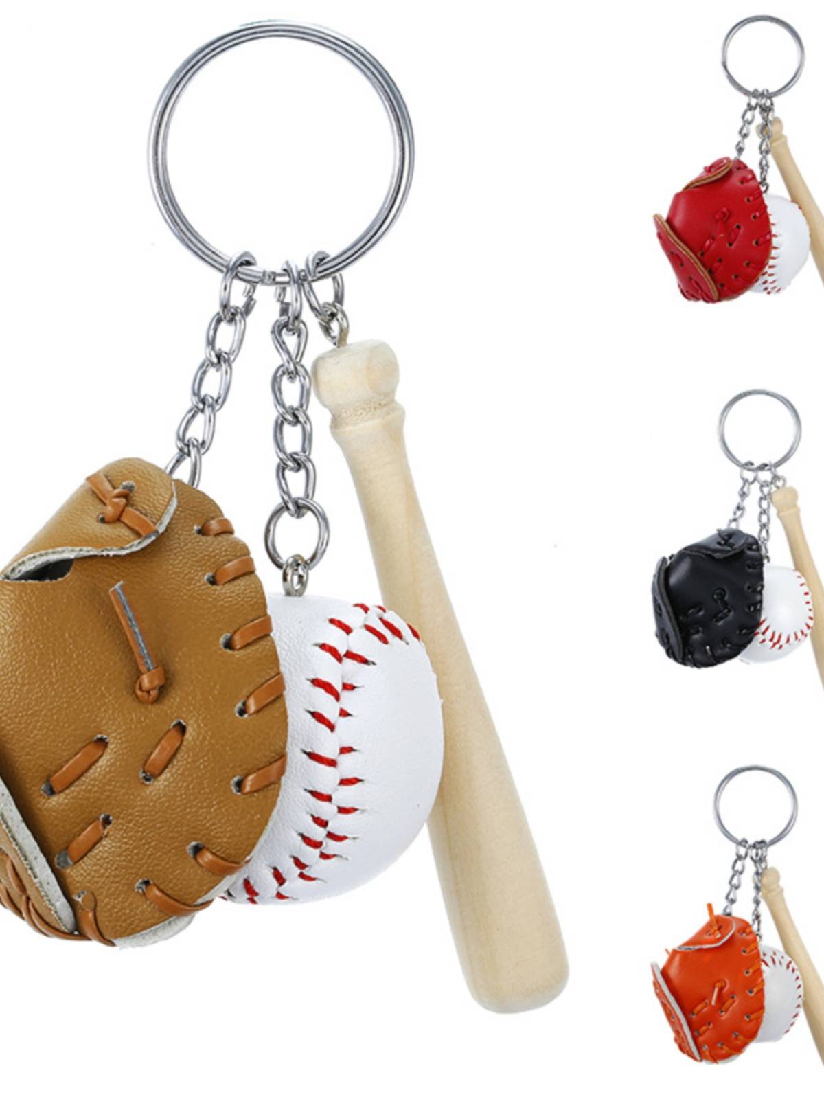 Cross-border bursting of baseball key buttons, imitating a mini baseball glove key chain sports item